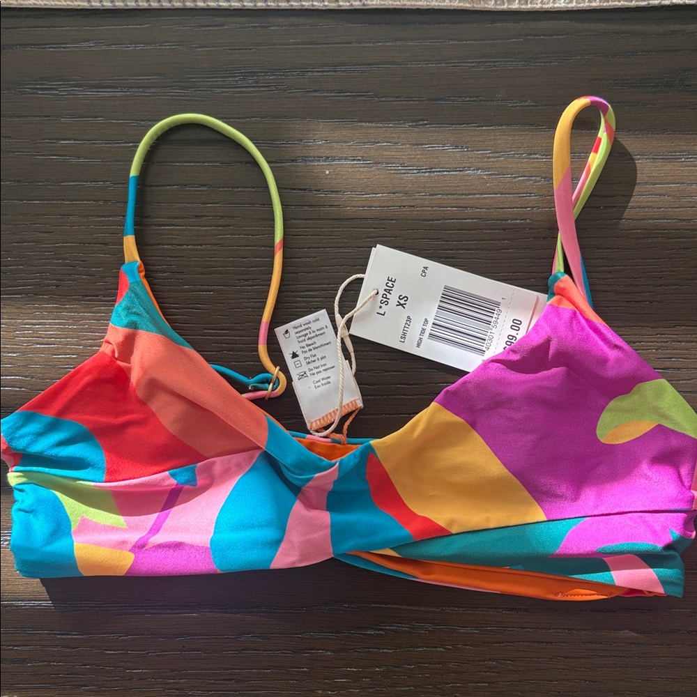 L*SPACE Printed High Tide Bikini Top In Copacabana NEW Size XS - Picture 5 of 5